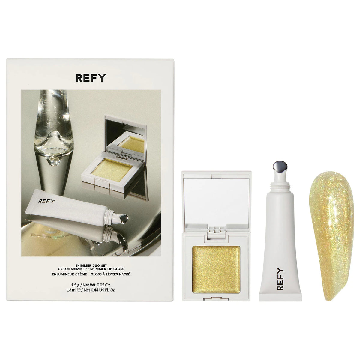 REFY Shimmer Lip Gloss & Cream Highlighter Duo Gift Set