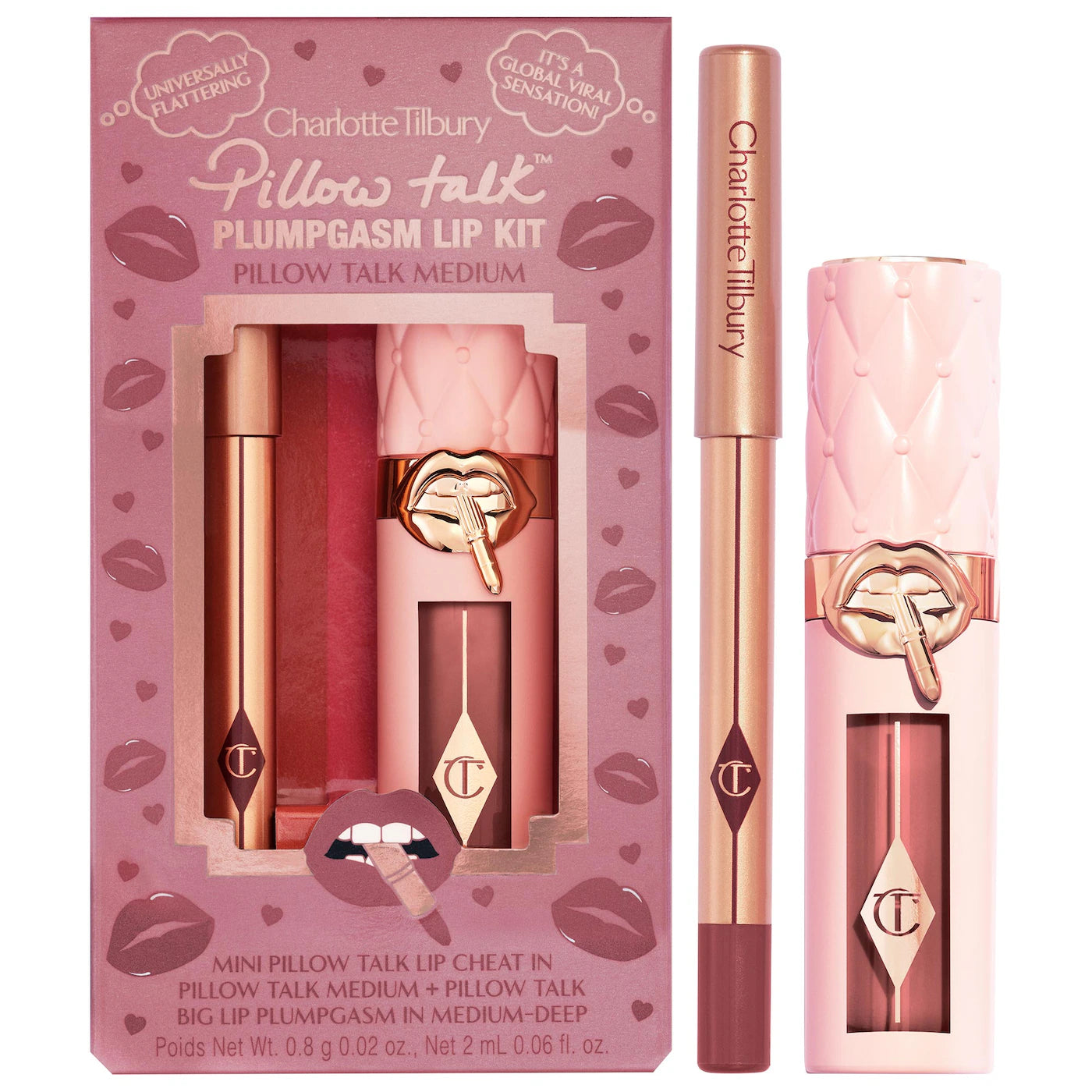 Charlotte Tilbury Mini Pillow Talk Plumpgasm Lip Liner and Lip Gloss Set