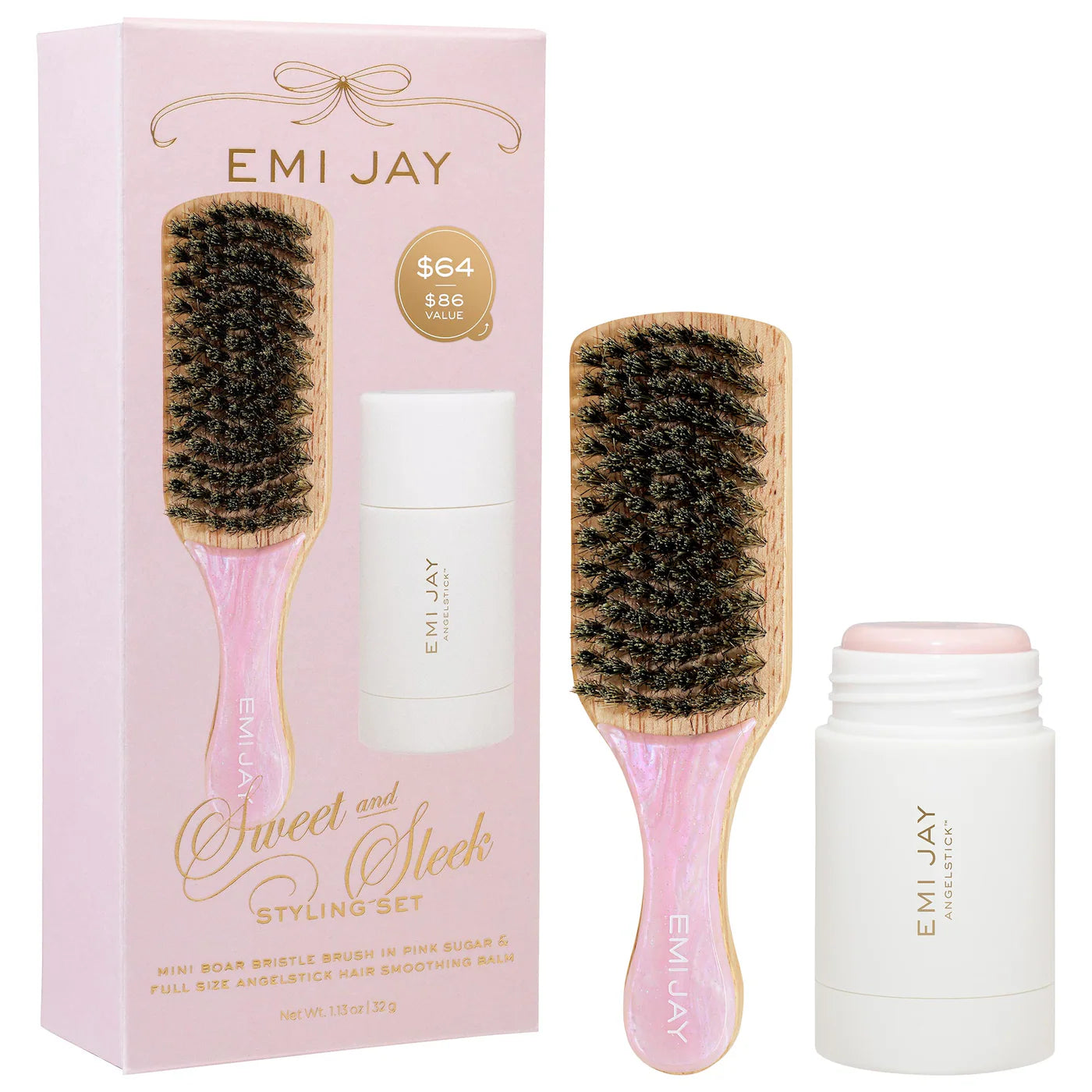 Emi Jay Sweet and Sleek Styling Gift Set with Angelstick™ and Mini Boar Bristle Brush