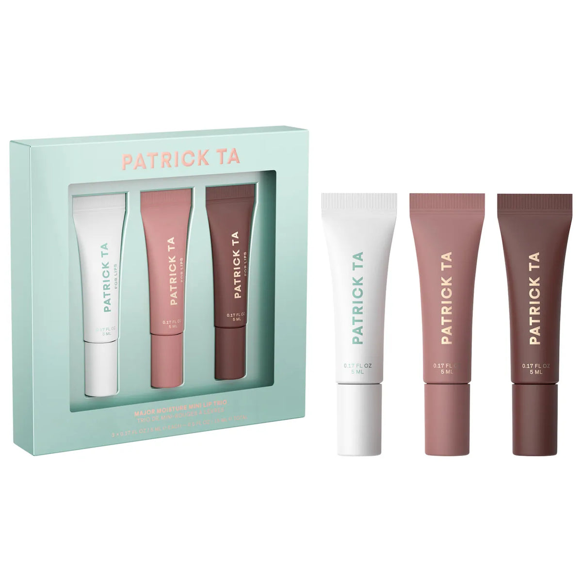 PATRICK TA Mini Major Moisture Smoothing and Hydrating Tinted Lip Balm Trio Makeup Gift Set