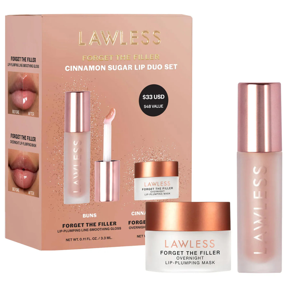 LAWLESS Forget the Filler Cinnamon Sugar Lip Duo Gift Set