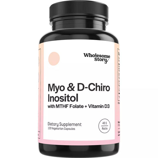 Wholesome Story Myo-Inositol & D-Chiro Inositol Supplement, MTHF Folate Supplement & Vitamin D Capsules, 120ct