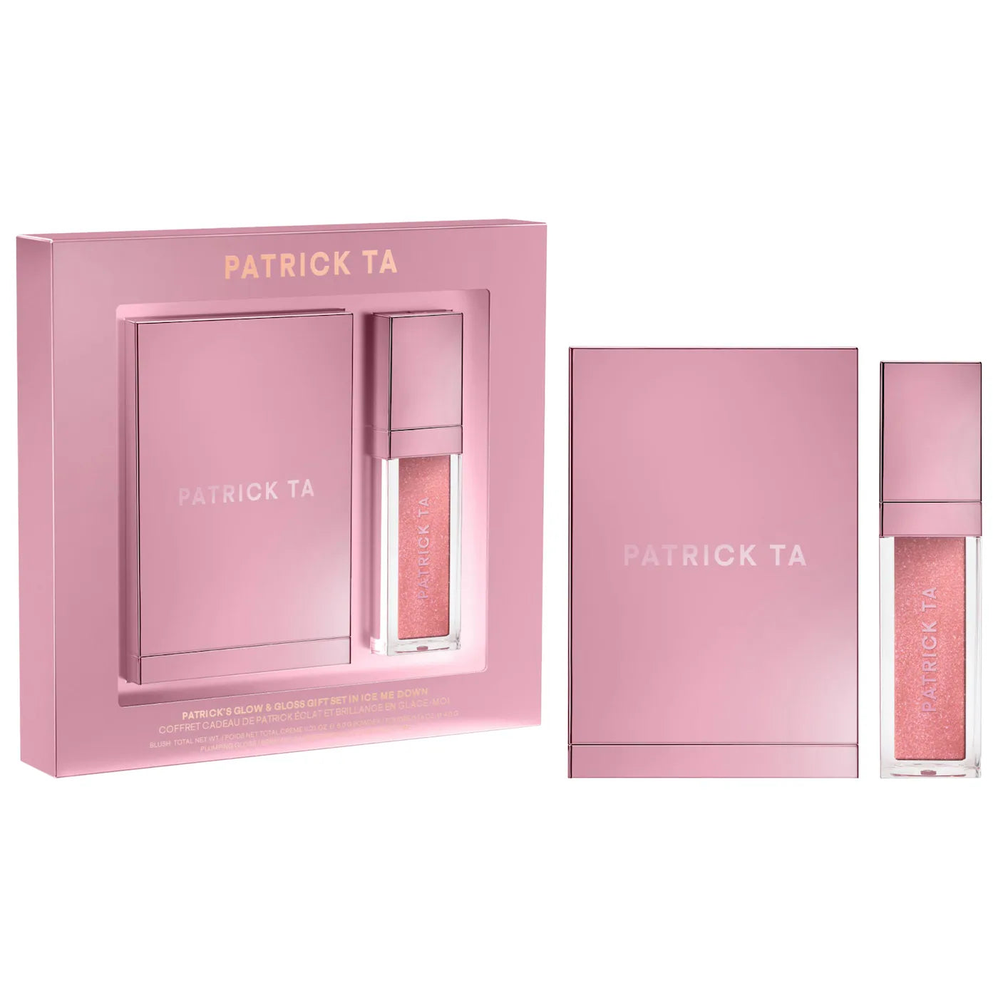 PATRICK TA  Patrick's Glow and Gloss Set: Major Headlines Blush Duo and Plumping Lip Gloss Makeup Gift Set