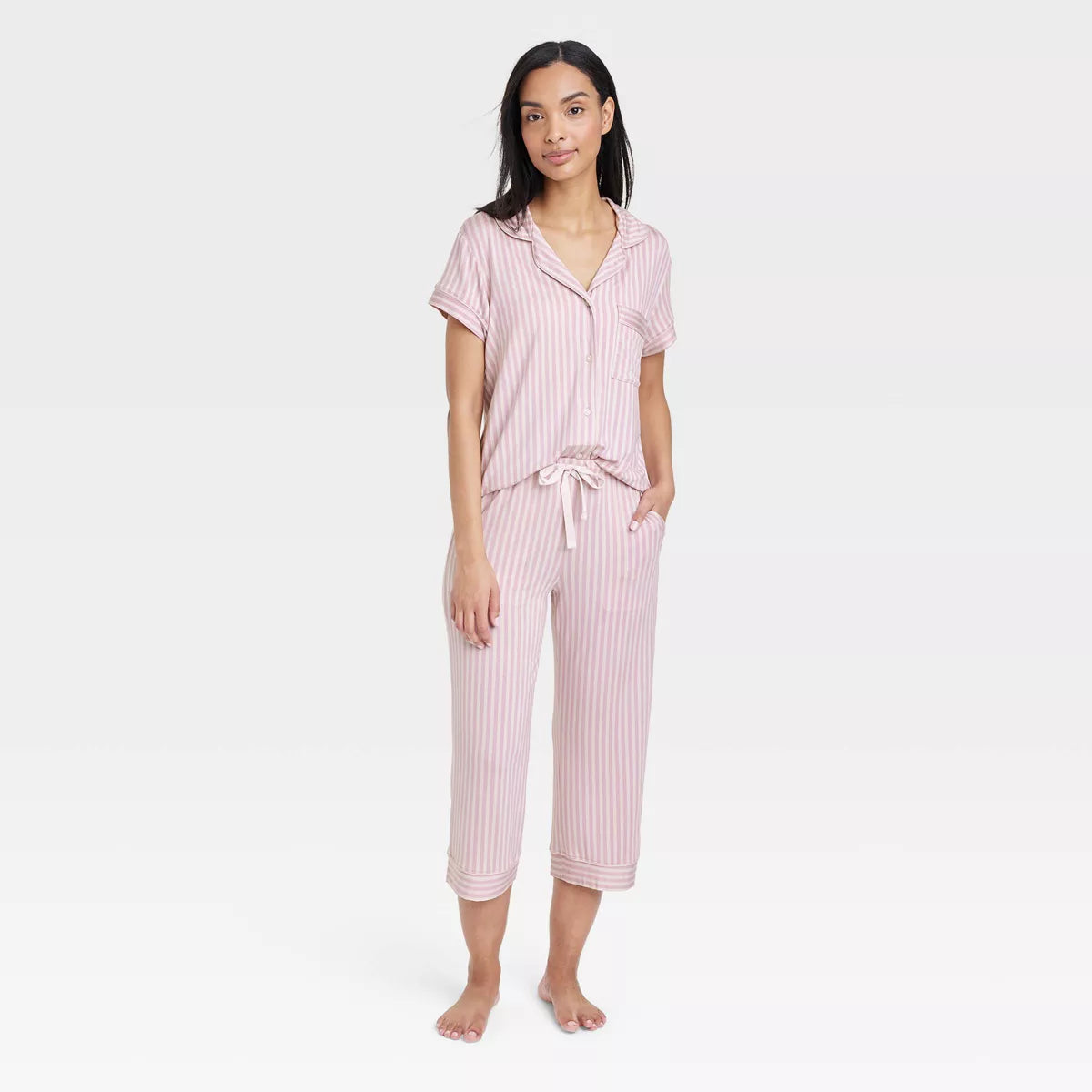 Women's Beautifully Soft Short Sleeve Notch Collar Top and Pants Pajama Set - Stars Above™