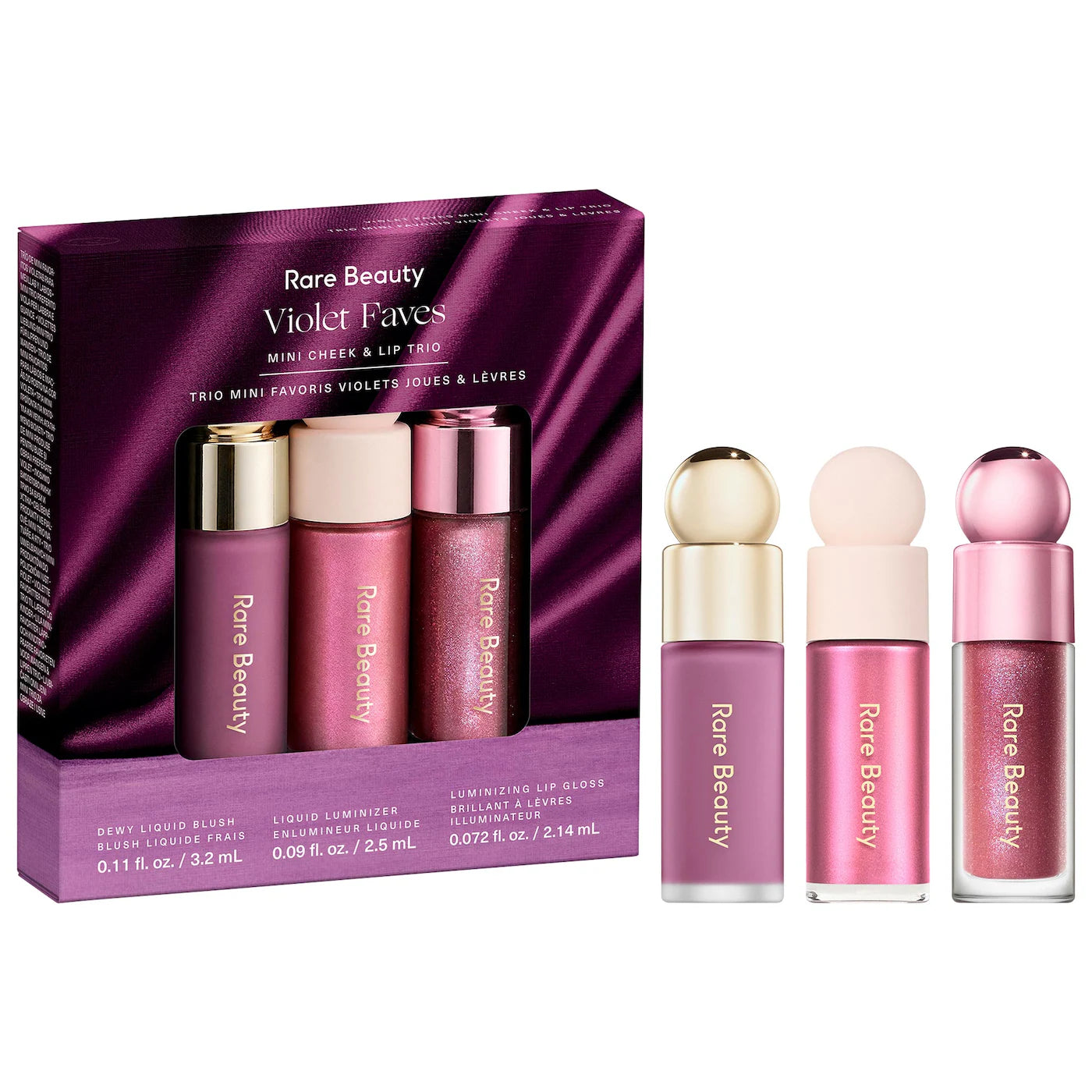Rare Beauty Violet Faves Mini Cheek and Lip Trio Makeup Gift Set