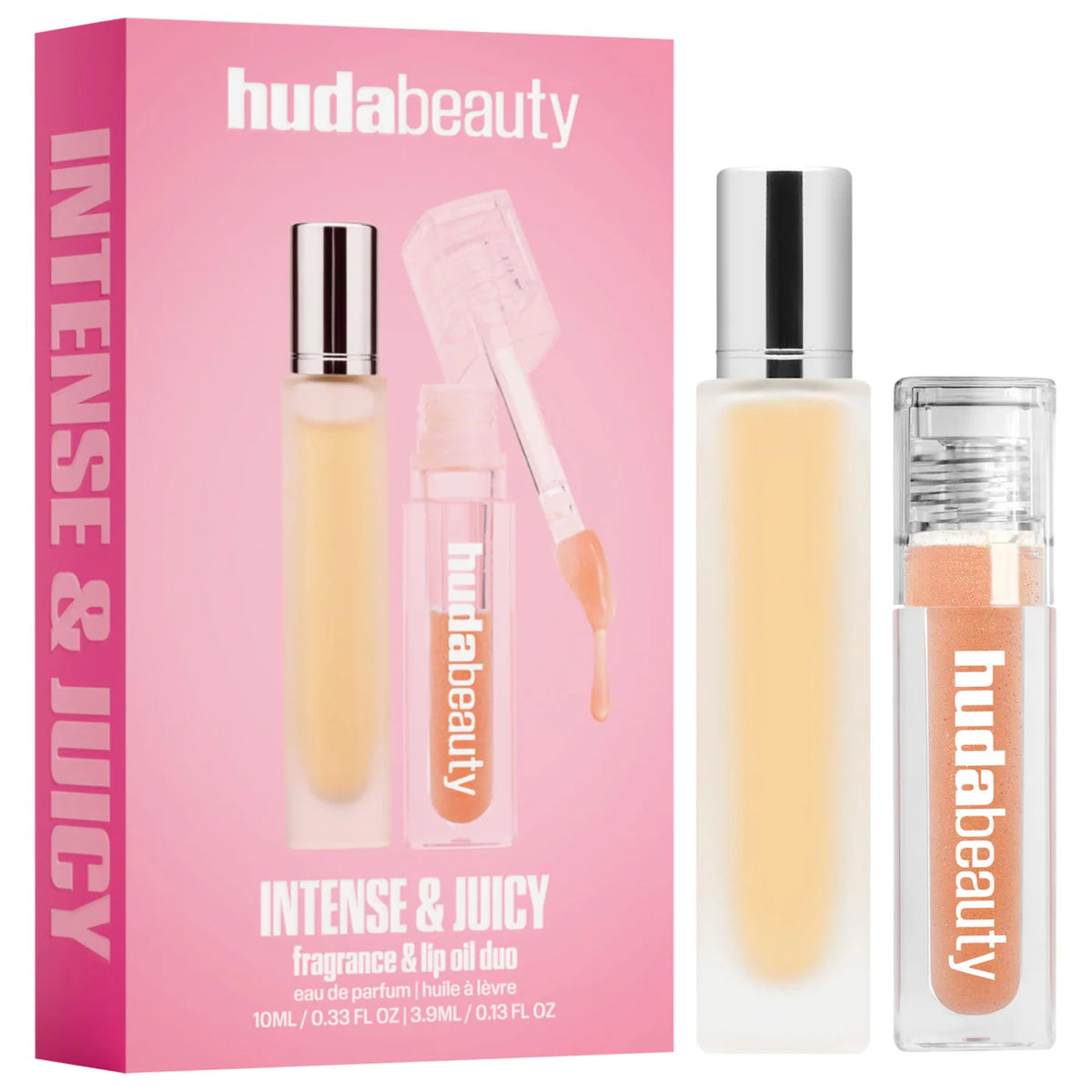 HUDA BEAUTY Intense & Juicy Fragrance & Lip Oil Duo