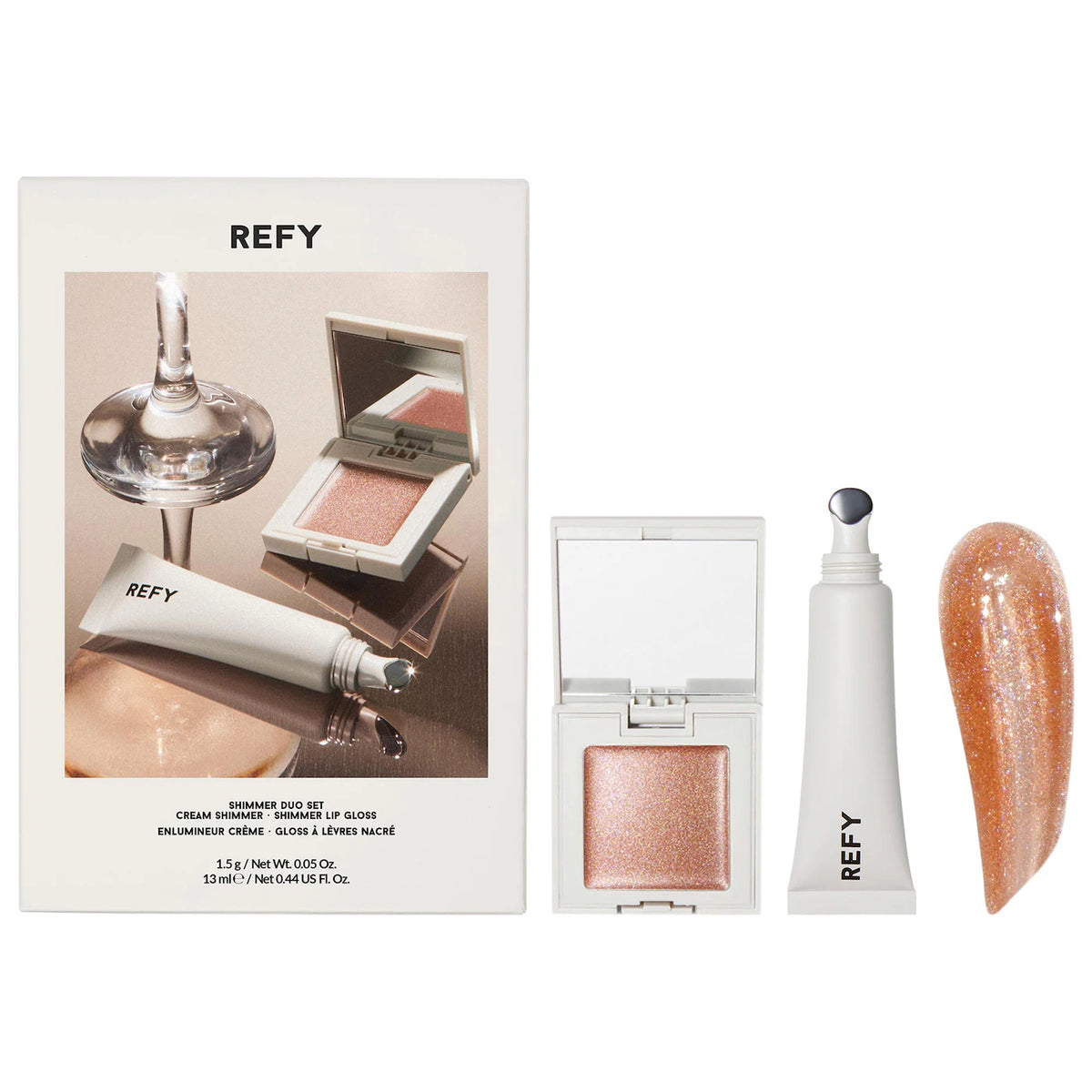 REFY Shimmer Lip Gloss & Cream Highlighter Duo Gift Set