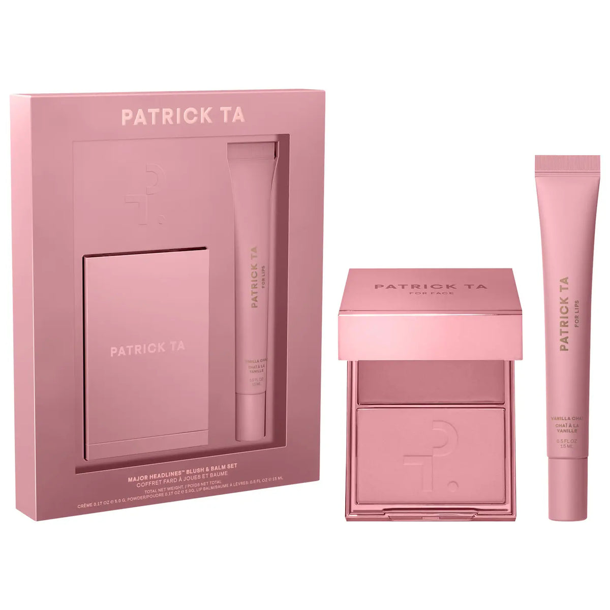PATRICK TA Major Headlines Double-Take Crème & Powder Blush Duo & Lip Balm Makeup Gift Set